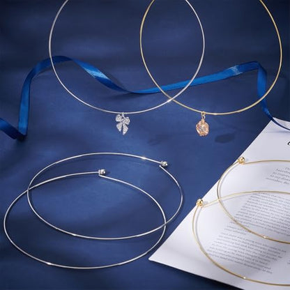 UNICRAFTALE 6Pcs Wire Wrap Collars Necklaces Metal Plain Chocers Collar Necklace Open Choker Necklaces for Women Open Choker Necklace Gifts - color: Gold & Platinum