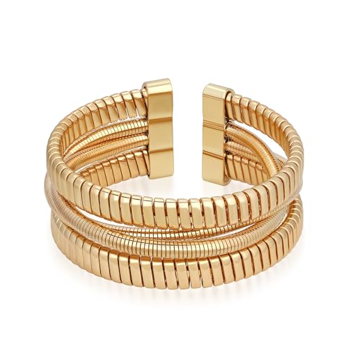 Gold Cuff Bracelets for Women, Chunky Gold Bracelet Trendy Open Gold Statement Bangle 18K Plated Punk Hip Hop Adjustable Women's Cuff Bracelets Valentine's and Birthday Gifts - color: Gold