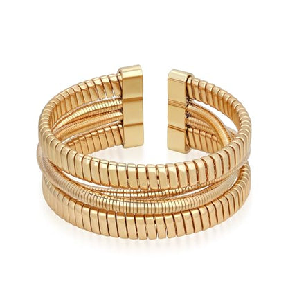 Gold Cuff Bracelets for Women, Chunky Gold Bracelet Trendy Open Gold Statement Bangle 18K Plated Punk Hip Hop Adjustable Women's Cuff Bracelets Valentine's and Birthday Gifts - color: Gold