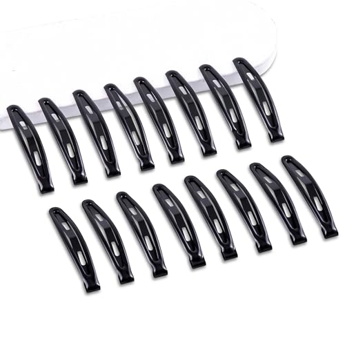 16 PCS Snap Hair Clips Metal Barrettes for Women Non Slip Barrettes for Thick and Thin Fine Hair,Bright Black,2.36 x 0.43 Inches. - color: Bright Black