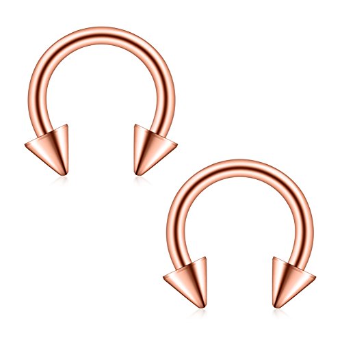 12PCS 14G Surgical Steel Nose Septum Horseshoe Hoop Earring Eyebrow Tragus Lip Piercing Ring - style: 8mm w Spikes
