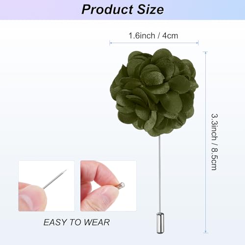 M METERXITY Flower Lapel Pins for Men, Boutonnieres Pin Camellia Flower Groom Boutonnieres for Wedding/Graduation - color: Army Green