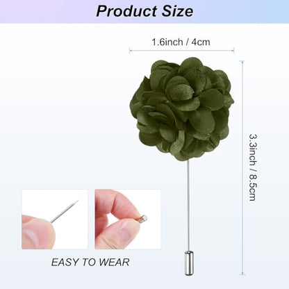 M METERXITY Flower Lapel Pins for Men, Boutonnieres Pin Camellia Flower Groom Boutonnieres for Wedding/Graduation - color: Army Green