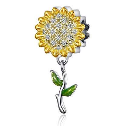 Sunflower Charm Fit for Pandora Charms Bracelet and Necklace You Are My Sunshine Charm Gifts for Women - style: Sunflower dangle charms