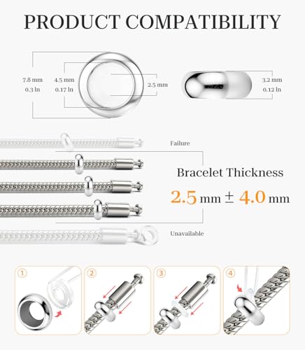 GW Stopper Charms 925 Sterling Silver Round Rondelle Spacer Beads with Exquisite Velvet Bag for Charm Bracelets for Women - color: Rose Gold-4PCS