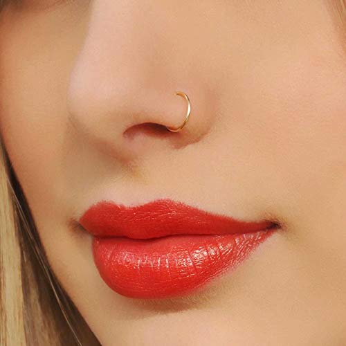 Nose Rings Hoop, 316L Surgical Steel 20G 18G 16G 14G Hypoallergenic Nose Rings Septum Cartilage Hoop Earring Conch Piercing Jewelry for Women, Diameter 5mm to 14mm, Gold, Rose Gold, Silver, Black - style: 1pcs, Silver, 18g, Diameter: 8mm