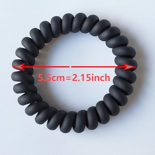 20 Pieces Traceless Spiral Hair Ties No Damage Elastics Coil Hair Ties No Crease Phone Plastic Hair Bands Spiral Bracelets Ponytail Holders for Women and Girls - Matte Black - color: Matte Black