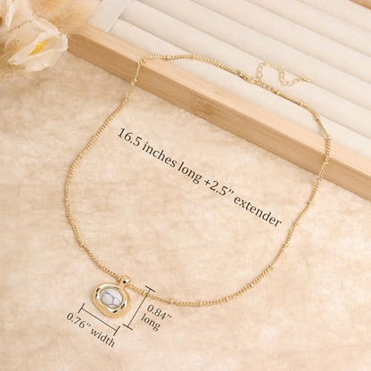 Jean Beau Gold Stone Pendant Necklaces for Women, Chunky Gemstone Dangle Necklace Wedding Prom Fashion Jewelry Gift - color: White Turquoise