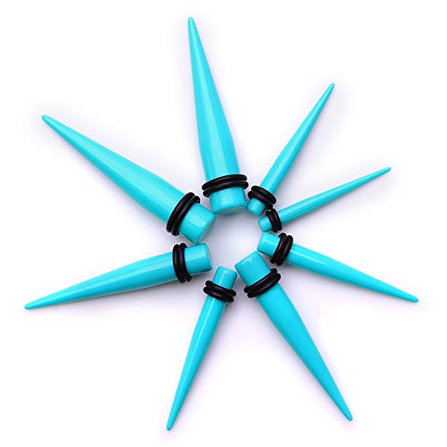 JieyueJewelry 50/54 Pcs Ear Stretching Kit 14G-00G | Acrylic Tapers & Plugs with Silicone Tunnels, Ear Gauges Expander Set Body Piercing Jewelry for Women and Men - color: Blue
