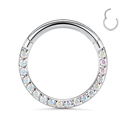 GAGABODY Septum Ring 16 Gauge Earrings Daith Jewelry Surgical Steel Hinged Nose Rings Nose Hoop Cartlidge Earring Hoop Helix Rook Piercing Jewelry - color: Style1:1pc Silver-ABCZ
