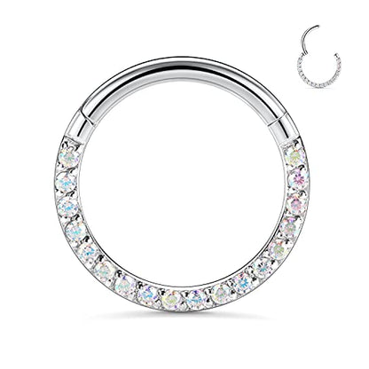 GAGABODY Septum Ring 16 Gauge Earrings Daith Jewelry Surgical Steel Hinged Nose Rings Nose Hoop Cartlidge Earring Hoop Helix Rook Piercing Jewelry - color: Style1:1pc Silver-ABCZ