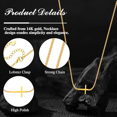 Gold Cross Necklace for Women, 18K Gold Plated Trendy Minimalist Cross Pendant Necklace, Dainty Chain Choker Necklace Faith Jewelry Gift - style: Cross-Shaped