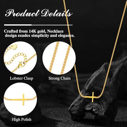 Gold Cross Necklace for Women, 18K Gold Plated Trendy Minimalist Cross Pendant Necklace, Dainty Chain Choker Necklace Faith Jewelry Gift - style: Cross-Shaped