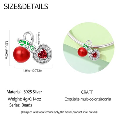 Pandach Animal Charm Bead fits Charms Bracelets for Woman-925 Sterling Silver Dangle Pendant Bead,Jewelry Beads Gifts for Women Bracelet&Necklace - style: Cherry Beads