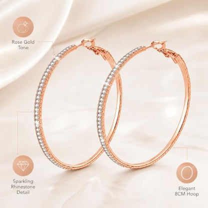 Big Chunky Gold Hoop Earrings for Women Beaded Large Statement Earrings Lightweight Fashion Jewelry Daily Wear Party Gift - color: E6:Rose Gold 8cm