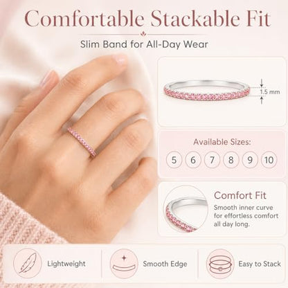Birthstone Rings For Women, Silver Stackable Cubic Zirconia Stainless Steel Birth Stone Ring To My Daughter/Mom Birthday Unique Gifts Jewelry - color: 05-Silver-May