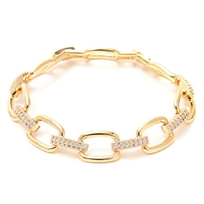 14K Gold & Silver Plated Lightweight Link Bracelet for Women | Stackable Bracelets ,14K Gold Plated Bracelets with CZ,Lightweight Trendy Chain Bracelet Jewelry Gift - style: CZ link