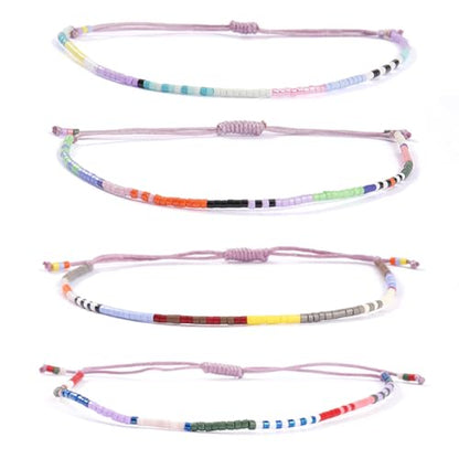 Stack Seed Beaded Bracelets Rope String Set For Women, Handmade Romantic Adjustable Braided Jewelry, Summer Beach Party Friendship Gift - color: Aries Taurus Gemini Cancer