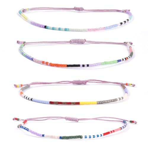 Stack Seed Beaded Bracelets Rope String Set For Women, Handmade Romantic Adjustable Braided Jewelry, Summer Beach Party Friendship Gift - color: Aries Taurus Gemini Cancer
