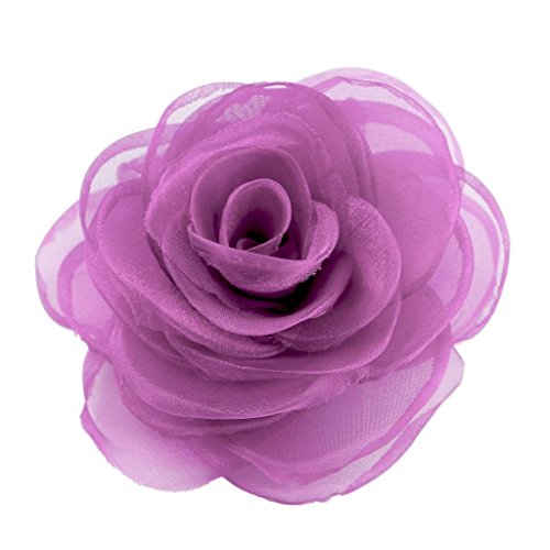 Merdia Women's Lovely Flower Hair Clip, Rose Brooch Pin, Floral Hair Clips for Women, Hat Pins, Light Purple, Hair Accessory - color: Light Purple