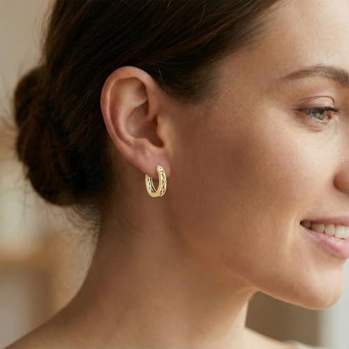 14K Gold Earrings for Women Gold Filigree/Celtic Huggie Earrings Jewelry Easter Mothers Day Gifts for Mom Girlfriend - style: Celtic-B