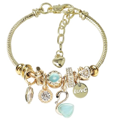 DS Charm Bracelets for teen girls exquisite cute cartoon friendship bracelet Gold Stainless Steel Bangle birthday Gift box Adjustable little girls kids jewelry holiday gifts - style: GOLD-7