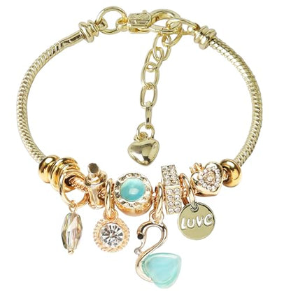 DS Charm Bracelets for teen girls exquisite cute cartoon friendship bracelet Gold Stainless Steel Bangle birthday Gift box Adjustable little girls kids jewelry holiday gifts - style: GOLD-7