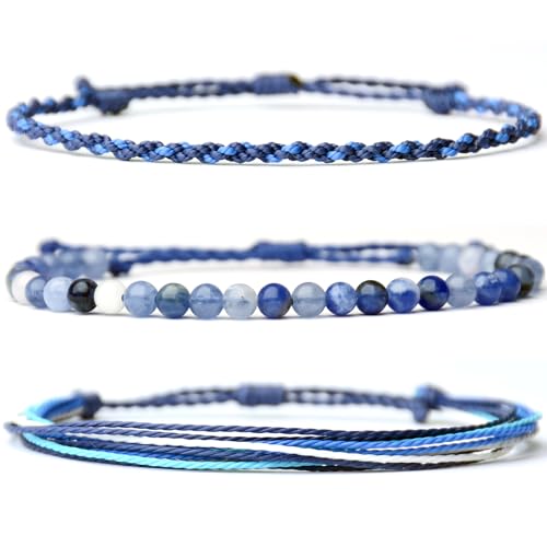 Handmade Natural Stone Beaded Healing Bracelet Gift for Men Adjustable Rope String Bracelet