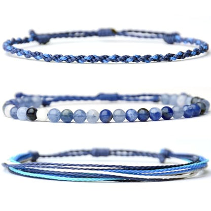 Handmade Natural Stone Beaded Healing Bracelet Gift for Men Adjustable Rope String Bracelet