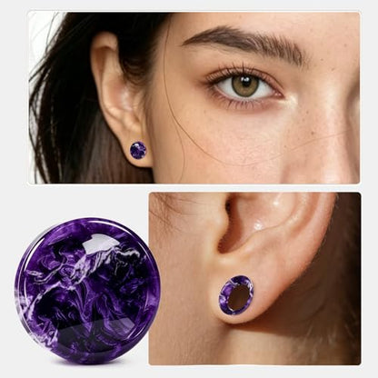 WYR Acrylic Ear Gauge 4pc Set (2 Hollow & 2 Solid): Lightweight Hypoallergenic Ear Plugs for Daily Wear & Piercing Expansion - color: Purple, size: 5/8"(16mm)