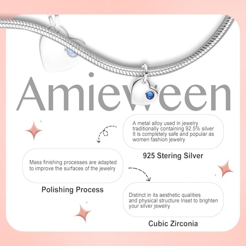 Birthstone Charm, Heart Charm Pendant Dangle with CZ, for Anniversary Birthday Mothers Valentines Day Christmas Graduation, for Yourself Family Mom Friend Girlfriend Sister Grandma - style: Sept.