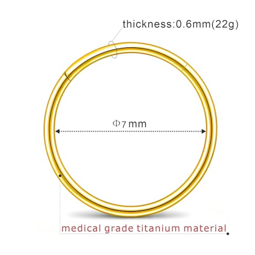 ‌22g/20g/18g/16g/14g Titanium Thin Hinged Clicker Nose Ring Hoop