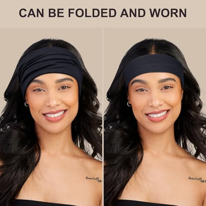DiyJibb Headbands for Women, 7PCS Wide Cloth Hair Bands for Workout, Yoga, Skincare & Daily Wear, Soft & Stretchy - color: Black, white, navy blue, blue, light grey, dark pink, light pink