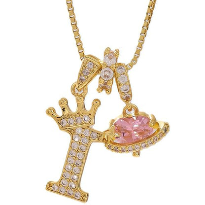 18K Gold & Silver Plated Initial Necklaces for Women - color: I-Gold