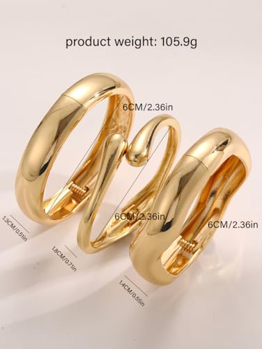 Chunky Gold Bangle Bracelets for Women, 14k Gold Plated Dainty Cuff Stackable Bangles Set, Trendy Bracelet Stack Fashion Jewelry Gifts - color: 03-GOLD