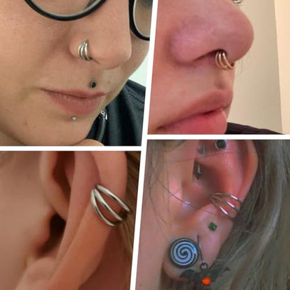 FUNLMO Conch Helix Tragus Rook Daith Piercing Jewelry Triple Hoop Nose Ring Septum Ring Nose Ring Cartilage Hoop Earring 316L Surgical Steel Nose Hoop Lip Ring 16G 10mm Rose Gold