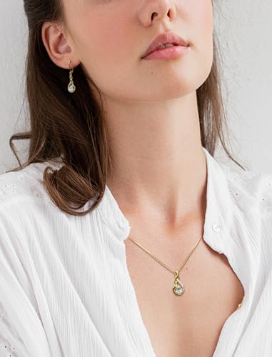 STARCHENIE Infinity Teardrop Necklace for Women 925 Sterling Silver Pendant Birthstone Jewelry - color: Gold-04-Apr-Diamond