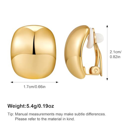 MUYAN Dainty Chunky Clip On Earrings for Women Multiple Styles Gold Silver Retro Clip Earrings - color: Gold