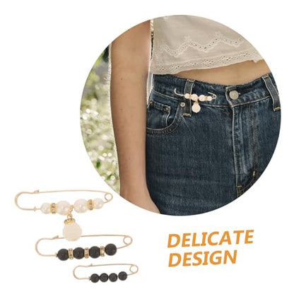 DOITOOL Pants Waist Tightener Clips 6-Piece Set Adjustable Brooch Pins for Women Faux Pearl Safety Waistband Pin for Sweater and Dress