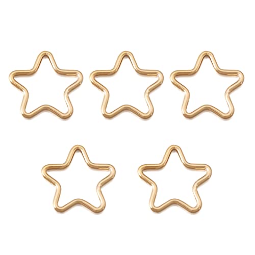 Elecrelive 5Pcs 14K Gold Filled Connector Charms Star Metal Linking Rings | Golden Connector Charms Pen Back Bezel Frame for Permanent Jewelry DIY Bracelet Necklace Earring Making - color: Golden-Star
