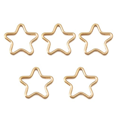 Elecrelive 5Pcs 14K Gold Filled Connector Charms Star Metal Linking Rings | Golden Connector Charms Pen Back Bezel Frame for Permanent Jewelry DIY Bracelet Necklace Earring Making - color: Golden-Star