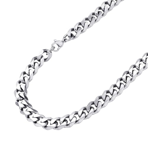 555Jewelry Stainless Steel Necklace for Men- 6 MM Miami Cuban Link Chain for Men Thick Stainless Steel Chain for Men and Women 16-24 Inch - color: Silver, size: 24 Inch
