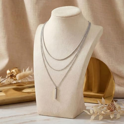 9-Piece Gold Tone Layered Chain Necklace Set for Women, Versatile Stackable Necklaces with Vertical Bar/Herringbone/Padlock Coin Charms, Trendy Boho Jewelry - style: TZY-003358