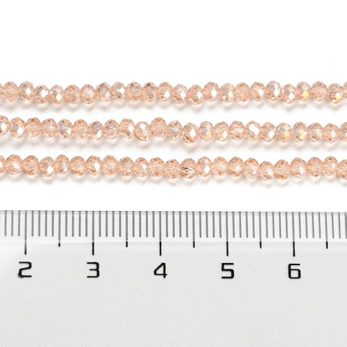 1110pcs Faceted Rondelle Glass Seed Beads 3x2mm Mini Crystal Loose Spacer Beads for DIY Friendship Bracelet Necklace Beading Craft Jewelry Making Ornament, Pink - color: Pink