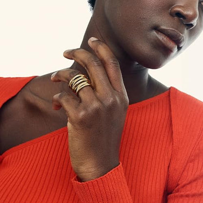 Hey Harper Gold Ring for Women - Gold Plated Stacking Waterproof & Sweatproof Jewerly Ring - Everday Non Tarnish Cute Fashion Circle Rings - style: Wire Ring