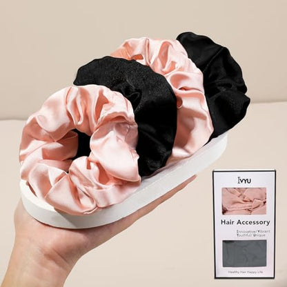 Hair Scrunchies for Women - Hair Ties No Damage Both for Thick Hair or Thin Hair Curl Hair No Crease Scrunchies Ponytail Holder No Hurt Your Hair - color: Black Brown Light pink Gray
