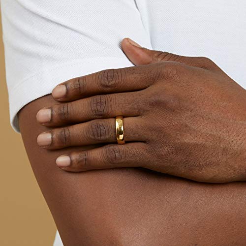 TRUMIUM 2mm 4mm 6mm 8mm Tungsten Wedding Band Ring for Men Women Silver/Rose Gold Plated/Rainbow/Gold Plated Domed High Polish Engagement Promise Rings Comfort Fit 4-15 - color: 6mm 24k gold plated