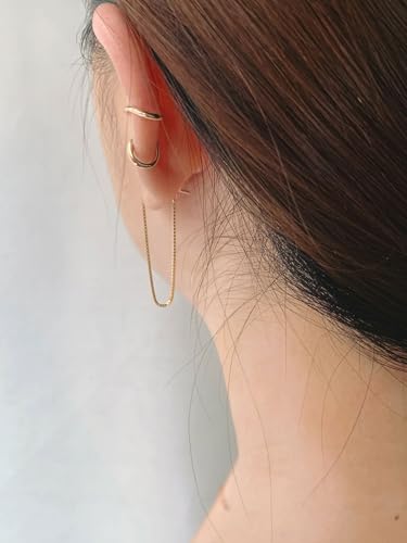 Tassel Earrings for Women Gold Plated Silver Chain Earrings Dainty Minimalist Dangle Drop Studs - color: A-Gold with One Chain