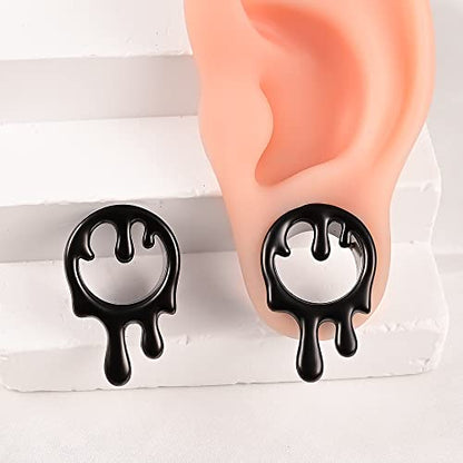 DOEARKO 2PCS Ear Gauges Cool Bat Saddle Ear Plugs Tunnels 316 Stainless Steel Hypoallergenic Earrings Gauges for Ears Expander Body Piercing Jewelry - color: #298 Black, size: 3/8"
