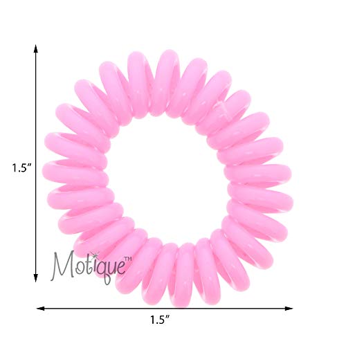 Small Coil Hair Ties For Girls - Set of 6 Pink - color: Pink